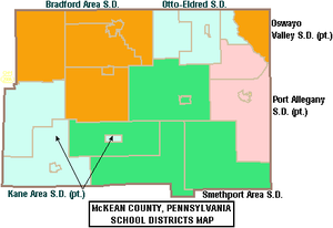 Map of McKean County, Pennsylvania School Districts Map of McKean County Pennsylvania School Districts.png
