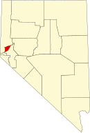 ストーリー郡の位置を示したネバダ州の地図