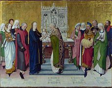 La Présentation de Jésus au Temple, entre 1460 et 1475, peinture sur bois, Londres, National Gallery.