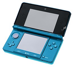 Відкрита система Nintendo 3DS кольору Aqua Blue.