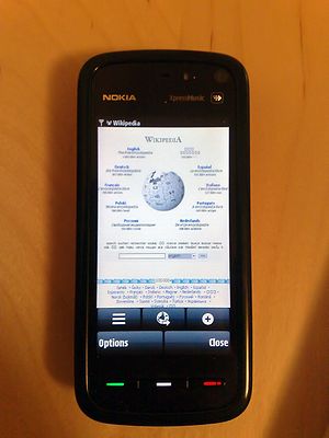 Nokia 5800 XpressMusic showing Wikipedia's mai...