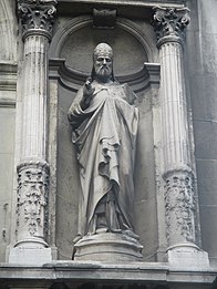 Pope Gregory I on the church facade, by Mathurin Moreau (1822-1912)