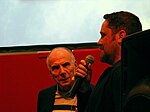 Förläggaren Jens Andersson (höger) intervjuas som utgivare av Steffen Kverneland 2017.