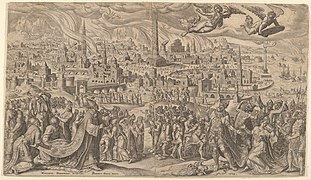 سقوط بَابِل، بريشة مارتن فان هيمسكيرك 1569.
