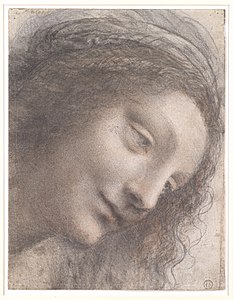 Study of The Head of the Virgin in Three-Quarter View Facing Right.