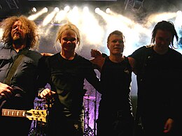 The Rasmus в 2009 году. Слева направо: Рантасалми, Юлёнен, Хакала и Хейнонен