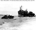 LVTs embarking British commandos leave USS Fort Marion (LSD-22) for the beach at Sorye Dong, Korea, on 7 April 1951