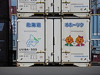 UV19A-555　両側ドア対二方開き。 大阪府／吹田貨物ターミナルにて。 （2018年8月25日撮影）