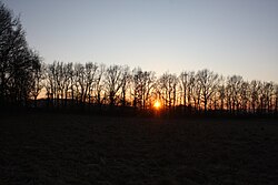 Západ slunce nad Šancí v době jarní rovnodennosti 2012