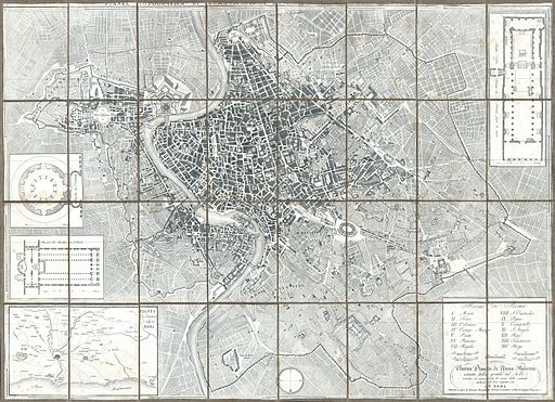 1843 Monaldini Case Map of Rome, Italy - Geographicus - Rome-monaldini-1843