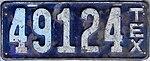 1917-1921 Техасский номерной знак.jpg