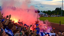 Le déplacement de 2 000 supporters strasbourgeois à Belfort, en National, pour le match de la montée en Ligue 2, en 2016.