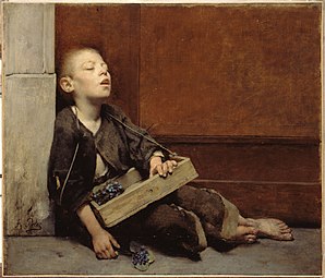 Fernand Pelez, Un Martyr ou Le Petit Marchand de violettes (1885), lwil sou twal, Pari, Petit Palais.