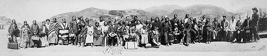 Panoramic view of California Indians. Photograph taken in 1916
