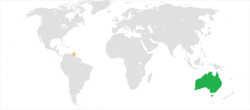 Карта с указанием местоположения Австралии и Тринидада и Тобаго