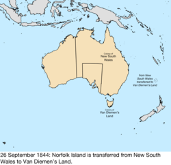 Карта притязаний Великобритании на Австралию; подробности см. в соседнем тексте