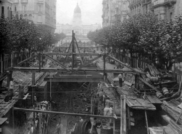 Буэнос-Айрес, 1912 год. Строительство метрополитена открытым способом