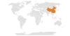 Location map for Cape Verde and China.