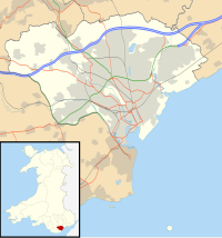 Map of Cardiff within Wales