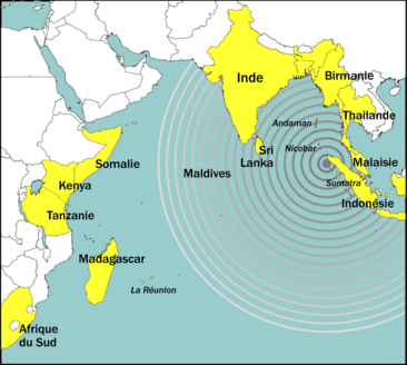 Localisation de l'épicentre du tsunami de 2004