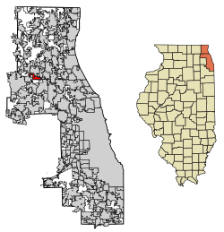 Location of Deer Park in Lake County and Cook County, Illinois