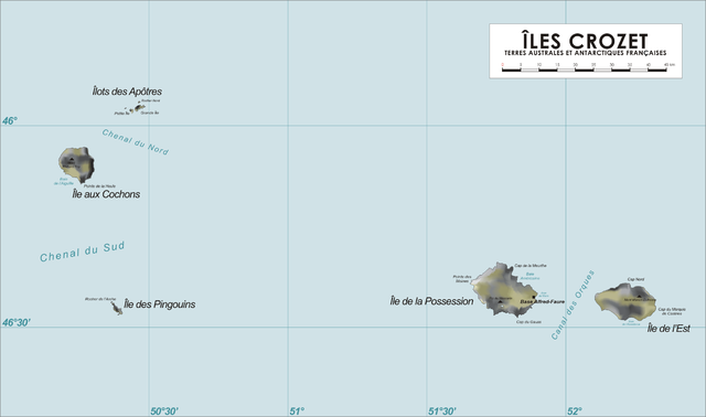 Mapa de las Islas Crozet