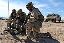 Cyberwarfare specialists of the United States Army's 782nd Military Intelligence Battalion (Cyber) supporting the 3rd Brigade Combat Team, 1st Cavalry Division during a training exercise in 2019. Cyber support to 1st Cavalry Division at National Training Center (47019434371).jpg