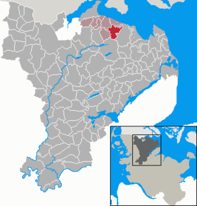 Poziția Dollerup pe harta districtului Schleswig-Flensburg