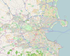 Map of Dublin with the two League of Ireland First Division Dublin teams