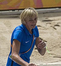 Die vierfache Europameisterin, jeweils zweifache Weltmeisterin und Olympiasiegerin Heike Drechsler musste hier mit Rang fünf zufrieden sein