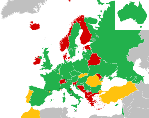 ევროპის ქვეყნების ფერადი რუკა