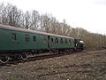 A passenger train in the cleared goods yard at Whitwel