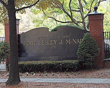 Ft. McNair main gate sign