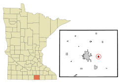 海沃德在弗里伯恩縣及明尼蘇達州的位置（以紅色標示）