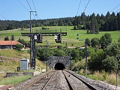 La tête française du tunnel vue depuis la gare des Longevilles - Rochejean.