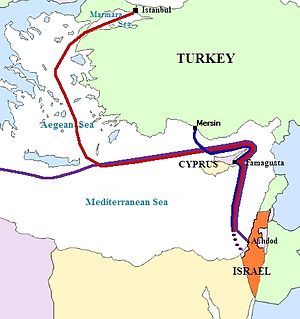 Gaza flotilla route