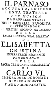 Georg Reutter – Il Parnaso accusato e difeso – Titelseite des Librettos – Wien 1738