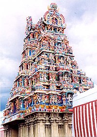 A gopuram of the Meenakshi temple in Madurai.