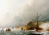 Winters ijsgezicht met schaatsers, ca. 1850