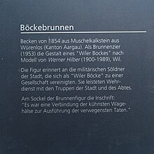 Infotafel. Böckebrunnenskulptur, 1951, von Werner Hilber (1900–1989) Bildhauer