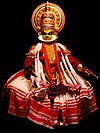 Kathakali-utøvar i pachcha-rolla, den gode (grøne) rolla.