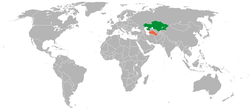 Map indicating locations of Kazakhstan and Turkmenistan