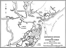 Carte maritime et terrestre des alentours de Fort Sumter.