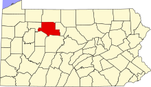 Map of Pennsylvania highlighting Elk County.svg