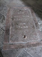 Inskrypcja nagrobna w posadzce kościoła karmelitów w Przemyślu