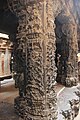 Ornate pillars of the vasanta mantapa ("marriage alter", facing the Uma-Maheshvara shrine), made of soap stone, is a Hoysala era contribution to the Bhoga Nandeeshvara temple complex