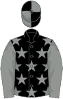 Black, grey stars and sleeves, quartered cap