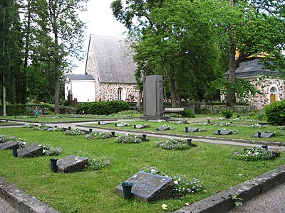 Pohjan kirkko, sankarihaudat, 1939-1944 Kodin, Uskonnon ja Isänmaan puolesta.