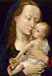 Rogier van der Weyden, Vierge à l'Enfant, vers 1455-1460, 31,9 × 22,9 cm, Musée des beaux-arts de Houston[22]. Ce tableau qui est davantage une adaptation libre qu'une copie de la Vierge de Cambrai a pu à son tour inspirer Dieric Bouts[23].