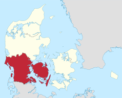 Location of Region o Soothren Denmark